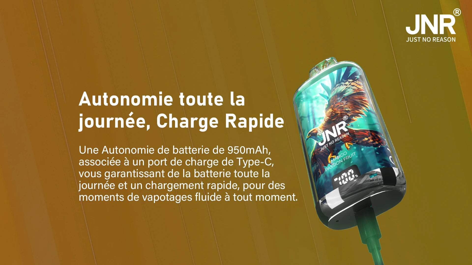 JNR Falcon X Plus 28K vape rechargeable utilisée au quotidien par les vapoteurs en France avec autonomie 950mAh.